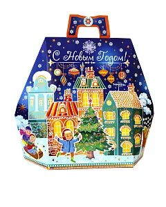 БАУЛ ГОРОДОК с золотой фольгой (5864), мультиколор