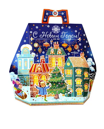 БАУЛ ГОРОДОК с золотой фольгой (5864), мультиколор