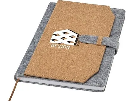 Блокнот A5 Viviana из переработанного фетра и пробкового дуба