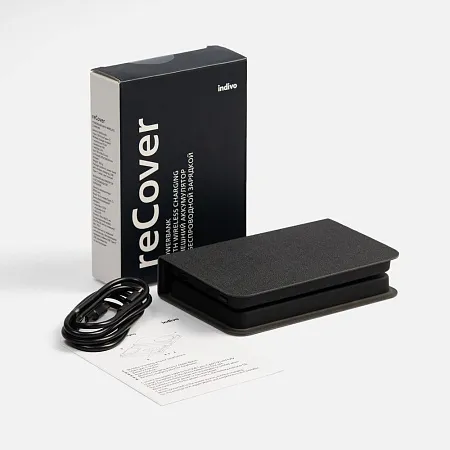 Внешний аккумулятор с беспроводной зарядкой reCover, черный