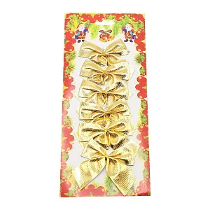 Набор рождественских бантов, 6 шт., золотой