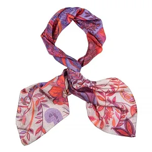 Платок Gourji "Орнамент.цветы" 90x90 шелк сиреневый