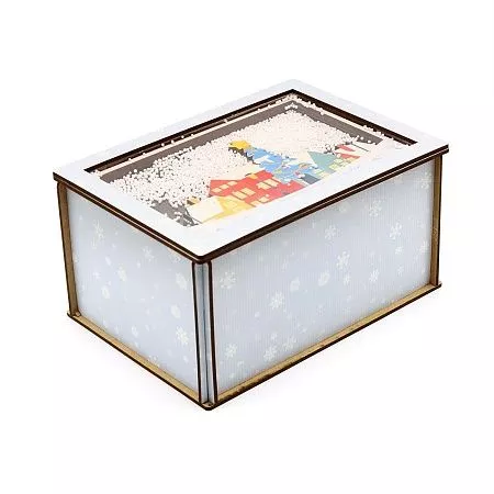 Деревня в снегу - упаковка новогодняя из дерева