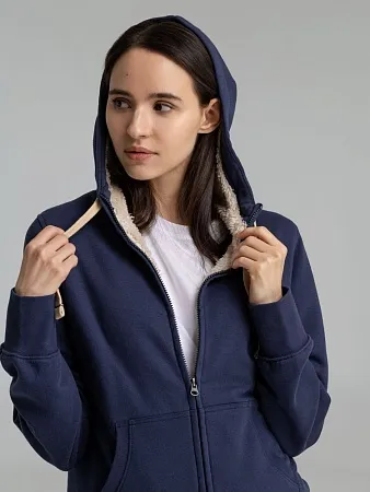 Толстовка унисекс на молнии SHERPA 280, темно-синяя