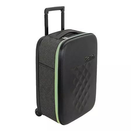 Чемодан складной Rollink Earth 55x40x20 см, 2 колеса, черный/зеленый