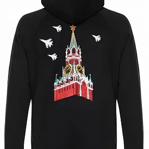 Толстовка с капюшоном Gourji "Над Спасской башней" черная M