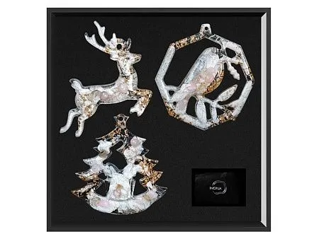 Набор елочных игрушек: Снегирь, Олень, Ель