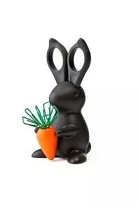 Ножницы и магнит со скрепками Bunny, чёрные
