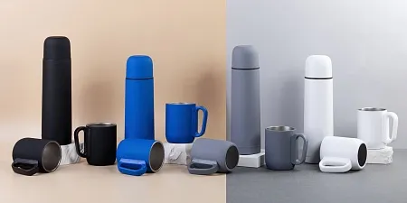 Набор "Гейзер" (термос, 2 кружки), покрытие пудра