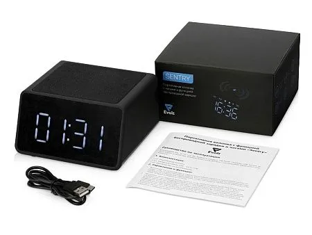 Беспроводная колонка с часами и функцией беспроводной зарядки Sentry