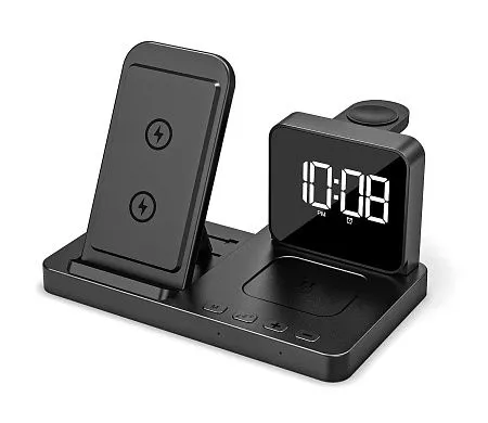 Настольные часы 4в1 с беспроводной зарядкой 15W, Magnum