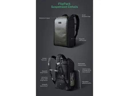 Водостойкий антикражный рюкзак FlipPack для ноутбука 15.6
