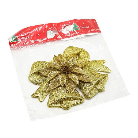 Пластиковое украшение - колокольчики золотистые, золотой