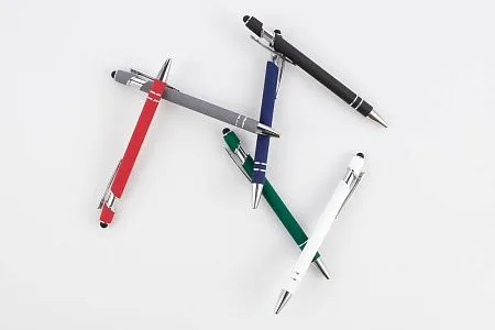 Ручка шариковая Pointer Soft Touch со стилусом, темно-синяя