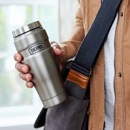 Термокружка King 470, серебристая (стальная)