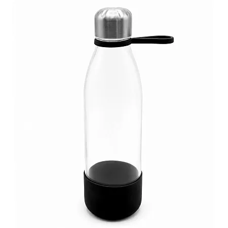 Бутылка стеклянная с манжетой и держателем Glassy, синяя