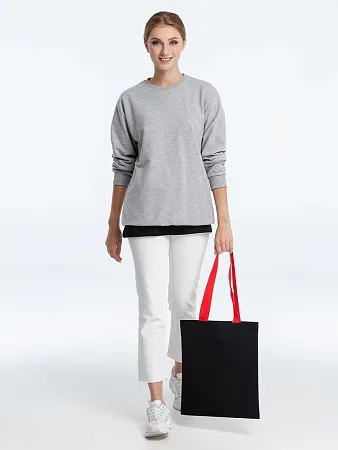 Холщовая сумка BrighTone, черная с темно-синими ручками