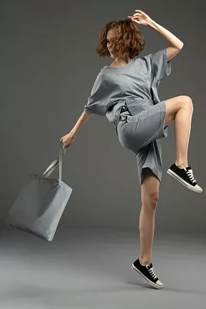 Шопер B4, серый с серыми ручками