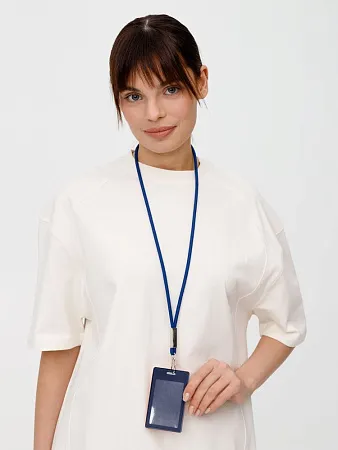 Шнурок для бейджа Tube Metal, синий