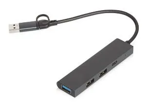 USB-хаб Command с коннектором 2-в-1 USB-C и USB-A, 2.0/3.0