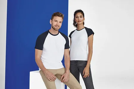 Футболка женская MILKY 150, белая с темно-cиним