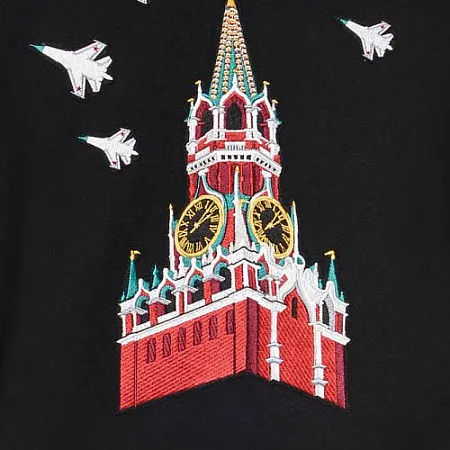 Толстовка с капюшоном Gourji "Над Спасской башней" черная M