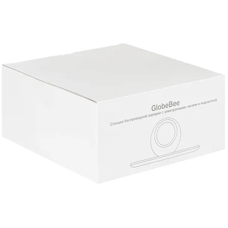 Станция беспроводной зарядки с часами и подсветкой GlobeBee, белая