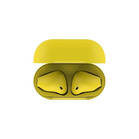 Наушники беспроводные с зарядным боксом TWS AIR SOFT, цвет желтый 