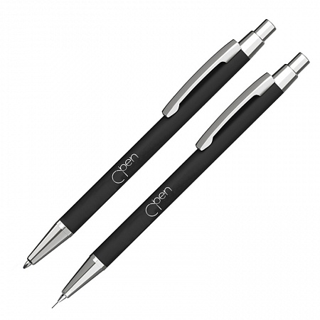 Набор "Ray" (ручка+карандаш), оранжевый/черный, покрытие soft touch