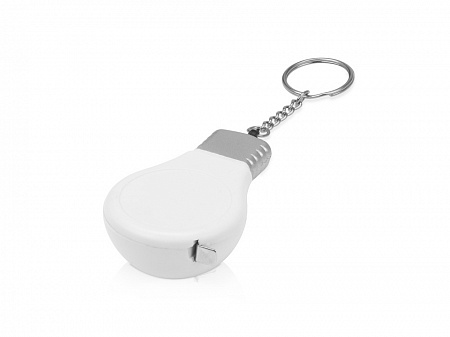 Брелок-рулетка для ключей Лампочка, 1м белый/серебристый