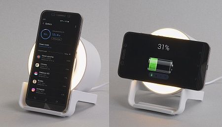 Bluetooth колонка-подставка "Smart Sound" с беспроводным (10W) зарядным устройством и подсветкой