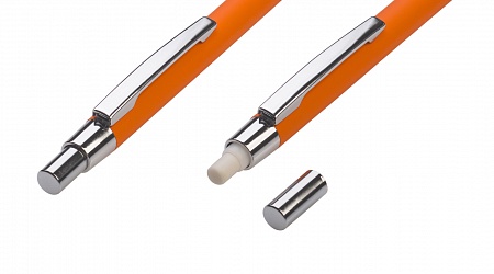 Набор "Ray" (ручка+карандаш), оранжевый/черный, покрытие soft touch