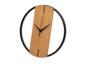 Деревянные часы с металлическим ободом Time Wheel