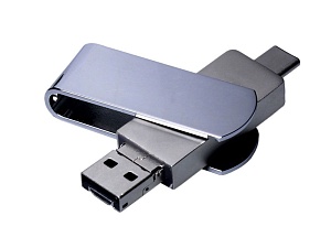 USB 3.0-флешка на 32 Гб с поворотным механизмом и дополнительным разъемом Micro USB
