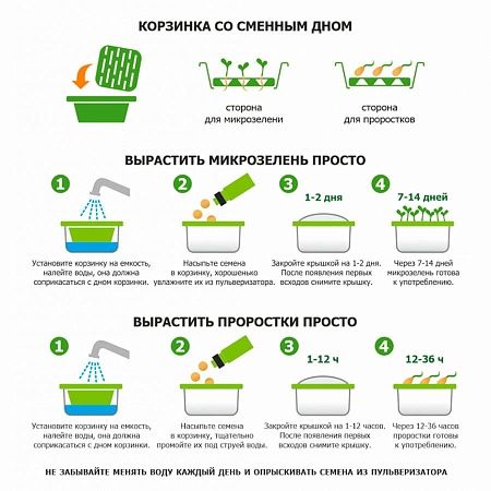Подарочный набор для проращивания микрозелени: проращиватель, семена дайкона