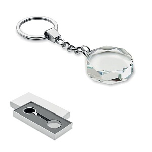 Glass round award key ring