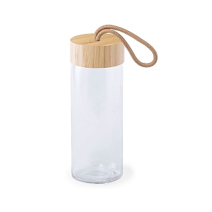 Бутылка для воды "Simple", 19 см, бамбук, стекло
