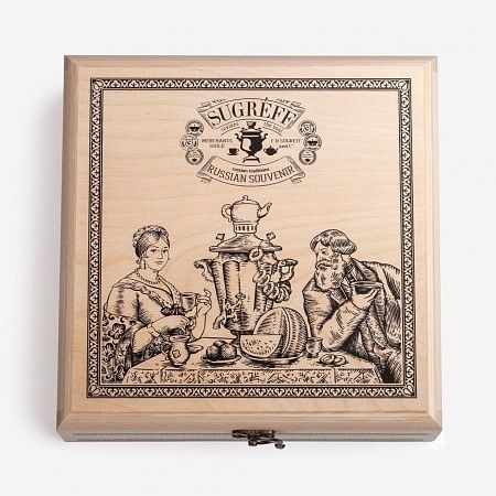 Подарочный набор Сугревъ в деревянной коробке, коллекция из 9 чаёв