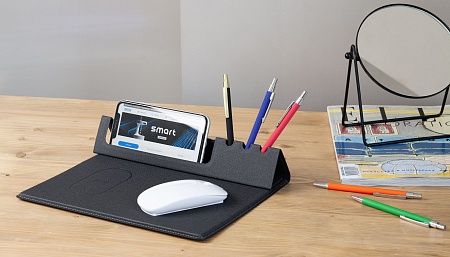 Настольная складная подставка "Cool Desk" с беспроводным (10W) зарядным устройством и ковриком для мыши