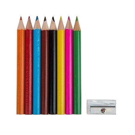 Набор цветных карандашей (8шт) с точилкой MIGAL в чехле, белый, 4,5х10х4 см, дерево, полиэстер