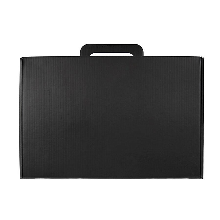 Коробка с ручкой подарочная, размер 37x25 x10 см,24x 36x 10 см, картон, самосборная, черная