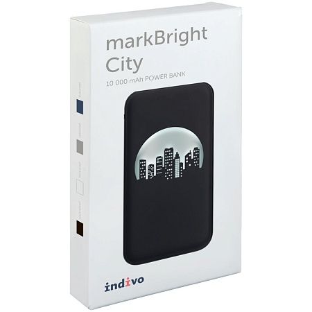 Аккумулятор с подсветкой логотипа markBright City, 10000 мАч, черный